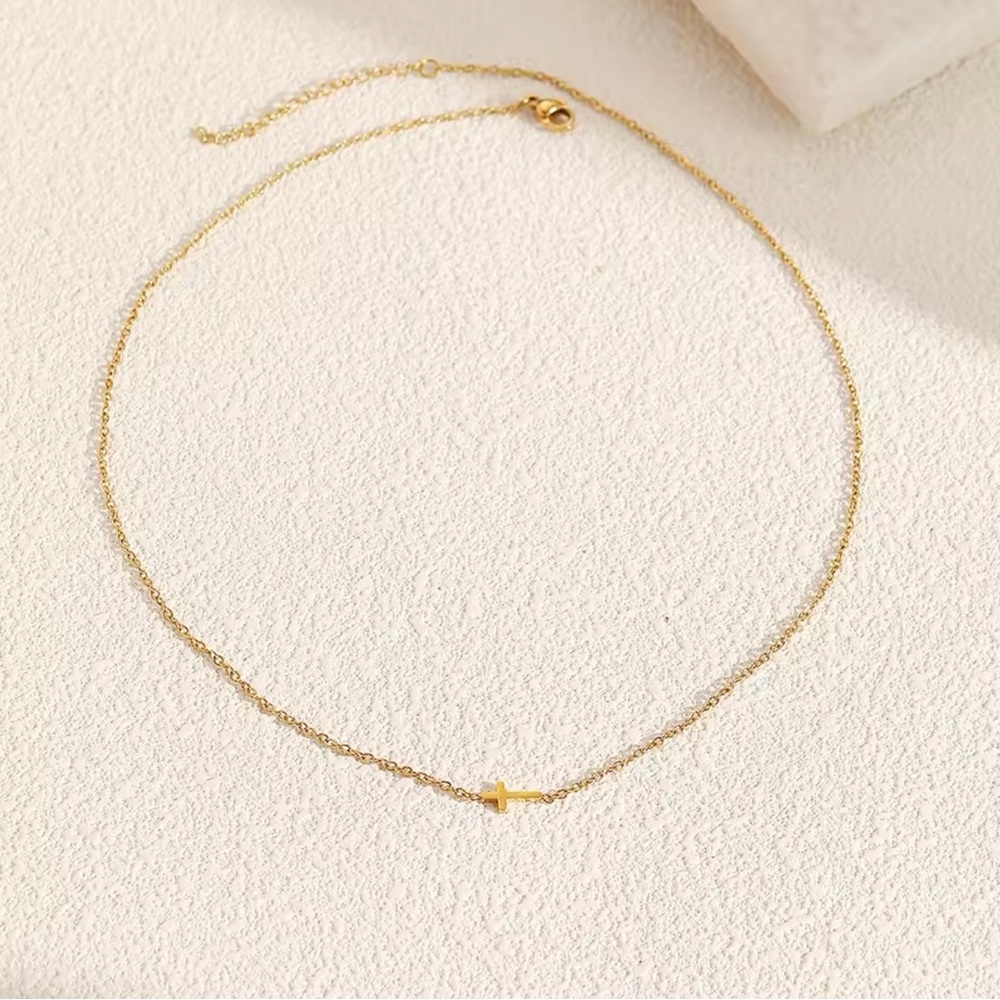 Delicate Dainty Gold Cross Necklace